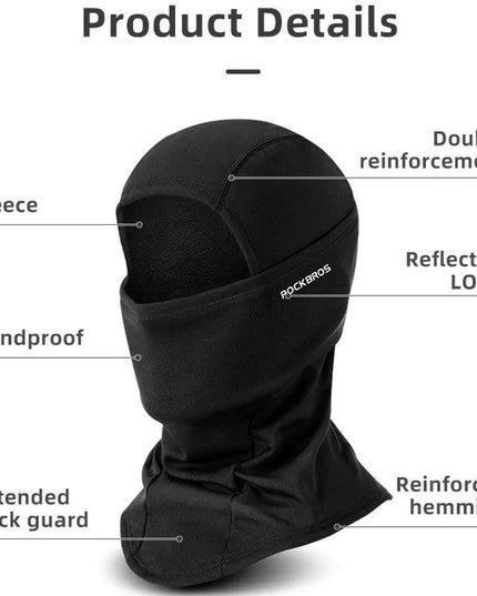 ROCKBROS Full Face Mask Warm Winter Scarf Balaclava Helmet Liner Fishing Skiing Hiking Bike Mask Windproof Breathable Headgear