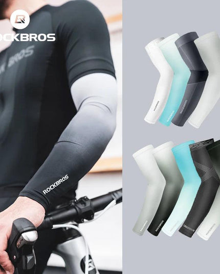 ROCKBROS Arm Sleeves Ice Silk Sports Cycling Arm Sleeves Cover Sun UV Protection Breathable Outdoor Running Fitness Equipment