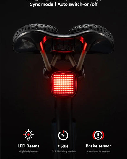 ROCKBROS New Bike Rear Light Mtb Road Smart Brake Sensing Sync Tail Light Ipx6 Waterproof High Quality Rechargeable Rear Lamp
