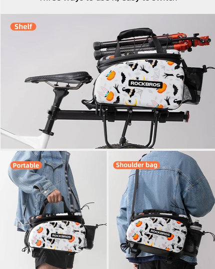 ROCKBROS 3 In 1 Bicycle Trunk Bag 35L Big Quality MTB Gravel Bike Bag Hard Shell Travel Luggage Panniers with Waterproof Cover