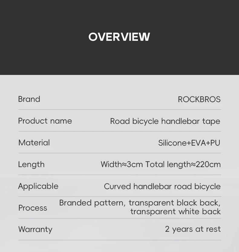 ROCKBROS Road Bike Handlebar Tapes Anti-slip PU EVA Breathable Shock Absorbing Cycling Strap Wear-Resistant Strap Accessories