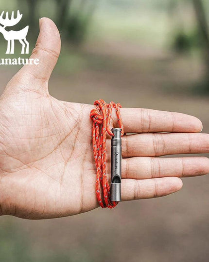 Qunature Portable Whistle Backpack Camping Hiking Survival Whistle Outdoors Tools Pure Titanium Whistle 1pcs Emergency Gear