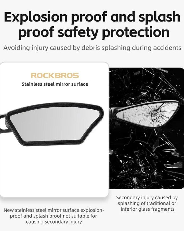 ROCKBROS Bicycle Mirror Handlebar Rear View Stainless Steel Reflector Universal Wide-Range 360° Adjustable Mirror Bike Accessory