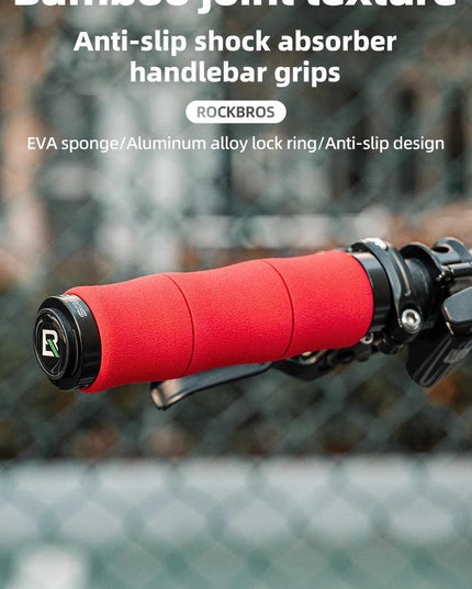 ROCKBROS Bamboo Joint Handlebar Grips EVA MTB Bike With Dust Plug Soft Ultralight Bicycle Handle Alloy Cycling Accessories