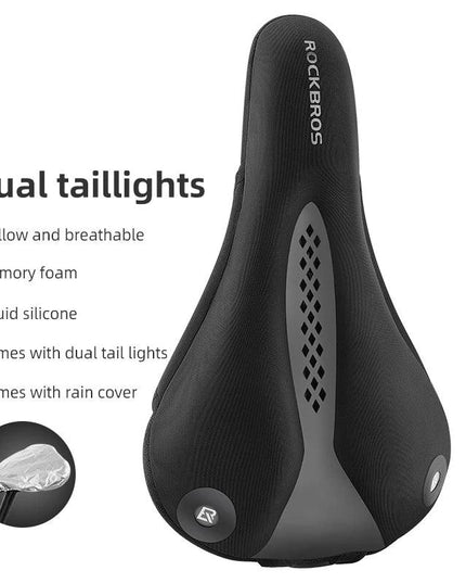 ROCKBROS Bicycle Saddle Cover MTB  With Rear Light Road Bike Seat Saddle Breathable Comfortable Cushion Cycling Saddle Cover
