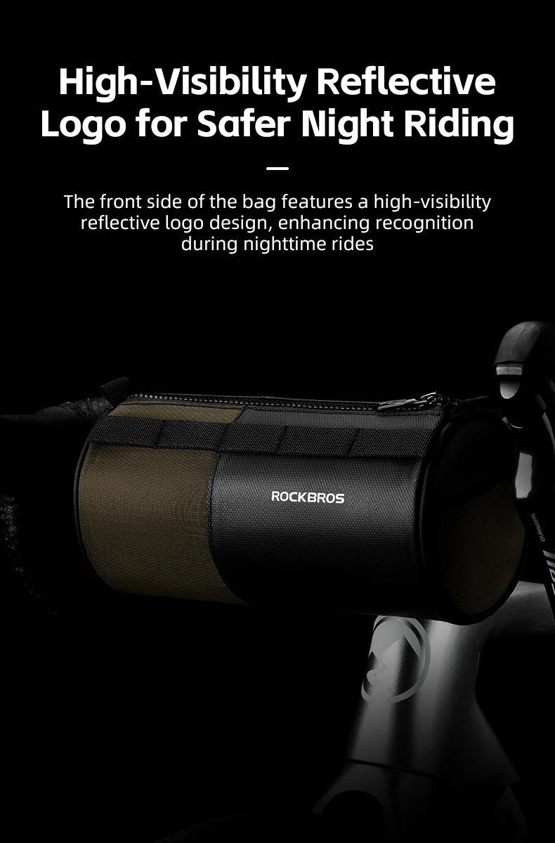 ROCKBROS Bicycle Bag Reflective Handlebar Bag Capacity Storage Multifunctional Portable 1.7L Shoulder Bag Front Bag Accessories