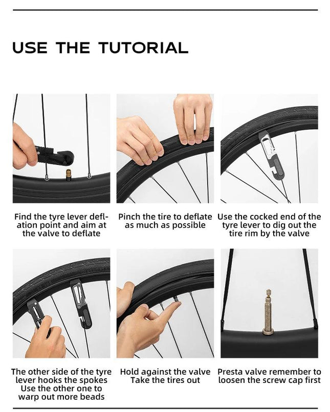 ROCKBROS Bicycle Wrench Set High Strength Multifunctional Portable Bicycle Tire Levers Ratchet Wrench Kit Bike Tire Prying Rod