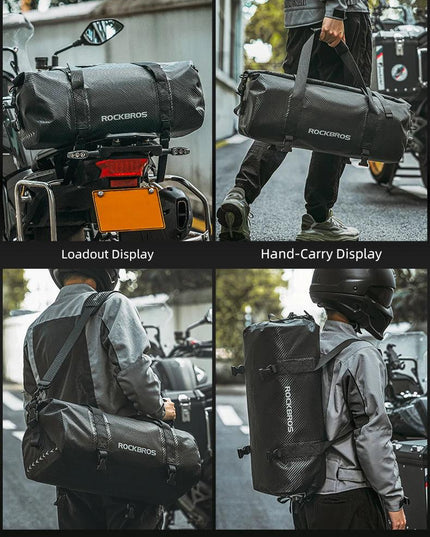 ROCKBROS Waterproof Motorcycle Pannier PVC 20L-60L Tail Bag Travel  Rear Seat Luggage Bag Multiple Carry Motorcycle AccessorIes