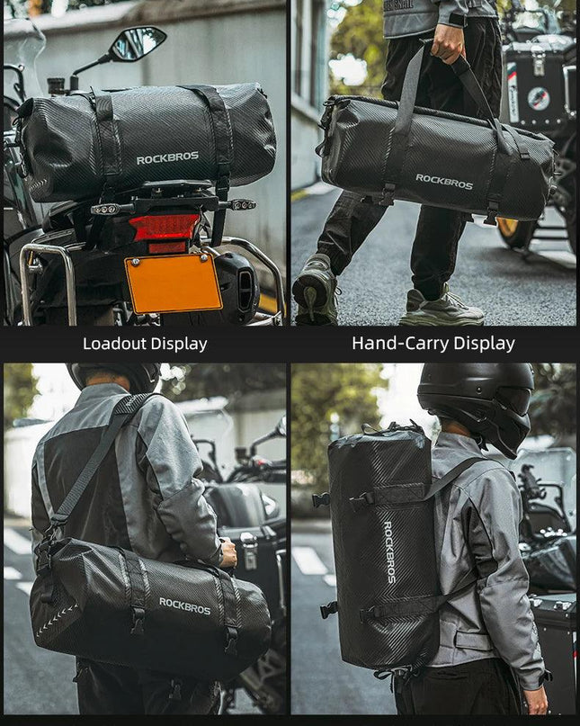 ROCKBROS Waterproof Motorcycle Pannier PVC 20L-60L Tail Bag Travel  Rear Seat Luggage Bag Multiple Carry Motorcycle AccessorIes