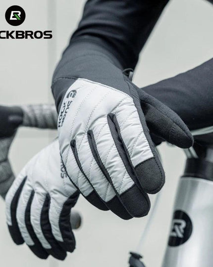 ROCKBROS Bicycle Gloves Breathable Non-slip Cycling Gloves Touch Screen Winter Thermal Warm Full Finger Glove Riding Gloves