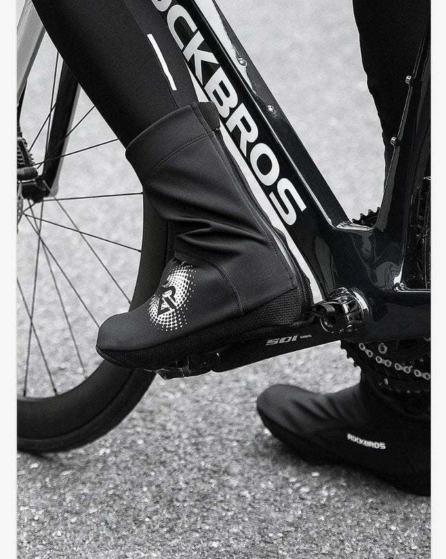 ROCKBROS Winter Cycling Shoe Covers Warm Thermal  Shoes Covers Windproof MTB Road Bike Racing Shoe Covers With YKK Zipper