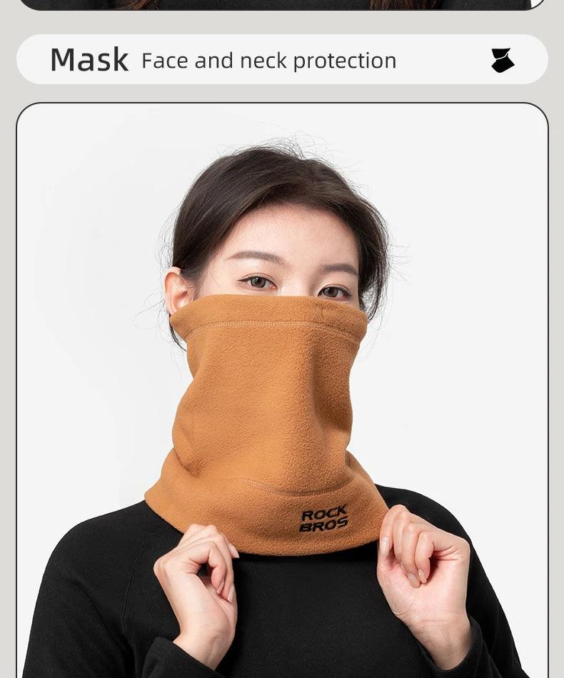 ROCKBROS Winter Scarf Hats Fleece Windproof Balaclava Hiking Warm Mask Bandana Ear Neck Cover Thermal Camping Sport Gear