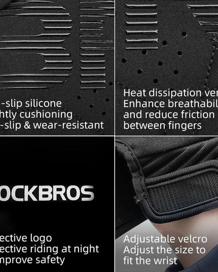 ROCKBROS Cycling Gloves MTB Road Bike Non-slip Gloves Touch Screen Winter Thermal Fleece Warmer Windproof Gloves Full Finger