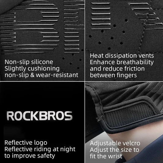 ROCKBROS Cycling Gloves MTB Road Bike Non-slip Gloves Touch Screen Winter Thermal Fleece Warmer Windproof Gloves Full Finger