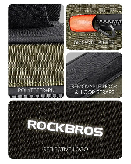ROCKBROS Bicycle Frame Tube Bag Reflective 1.7L Bike Top Bottom Tube Bag Frame Bag Large Capacity MTB Cycling Pannier Portable