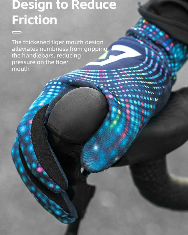 ROCKBROS Winter Gloves Windproof Thermal Warm Cycling Gloves Silicone Anti-Slip Motorcycle Ski Touch Screen Fleece Gloves