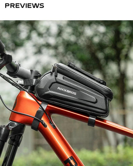 ROCKBROS Bike Bag Front Handlebar Bag Hard Shell 360° Cell Phone Holder With Touch Screen Waterproof Front Frame Cycling Bag