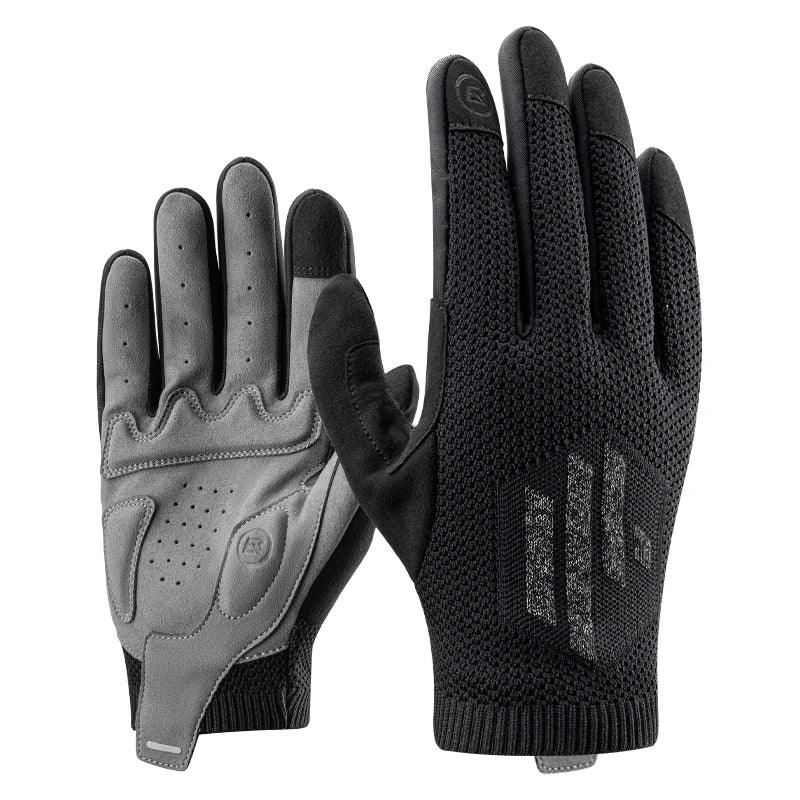 ROCKBROS Bicycle Gloves Full Finger Cycling Gloves Knit Fabric Touch Screen Motorcycle Gloves Autumn Winter Thermal Windproof