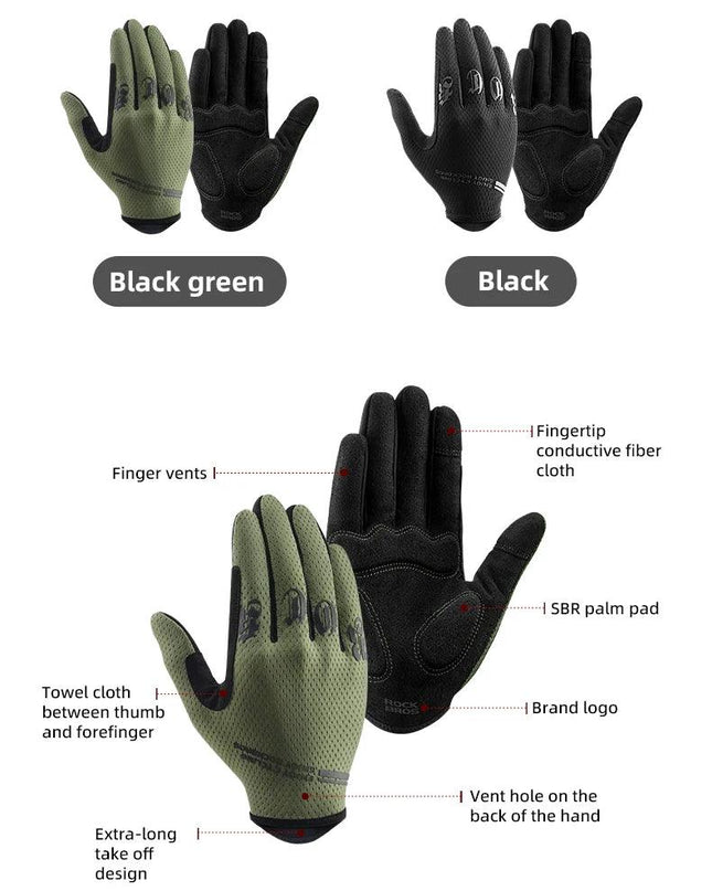 ROCKBROS Cycling Gloves Breathable Non-slip MTB Road Bike Gloves Touch Screen Outdoor Gym Fitness Fishing Bike Training Glove