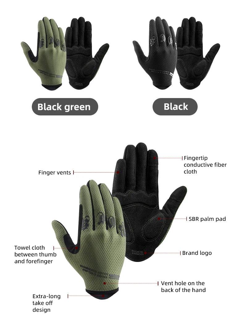 ROCKBROS Cycling Gloves Breathable Non-slip MTB Road Bike Gloves Touch Screen Outdoor Gym Fitness Fishing Bike Training Glove