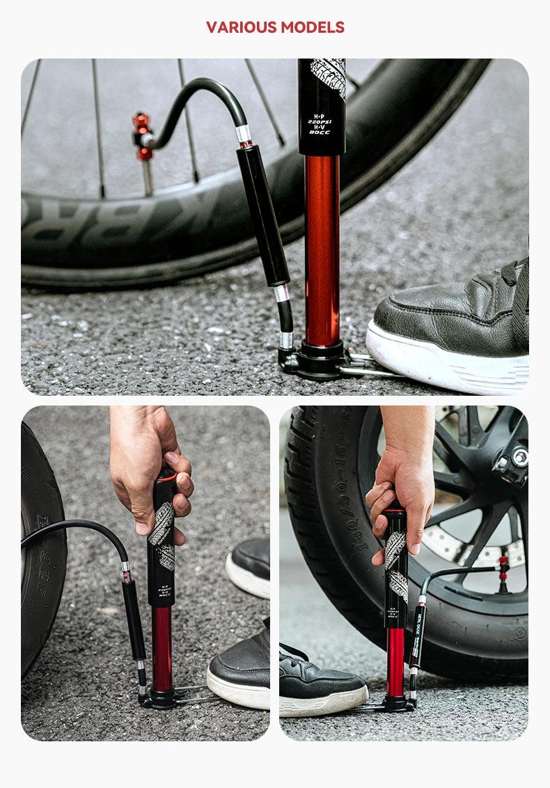 ROCKBROS Bicycle Pump 220PSI Mini Hand Air Pump Tire Inflator Schrader Presta Portable AV/FV MTB Bike Road Bike Accessories