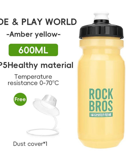 ROCKBROS Bicycle Water Bottle With Dust Cover 600ml PP5 MTB Road Bike Leak-proof Bottle Outdoor Travel Portable Sports Cup