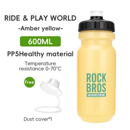 ROCKBROS Bicycle Water Bottle With Dust Cover 600ml PP5 MTB Road Bike Leak-proof Bottle Outdoor Travel Portable Sports Cup