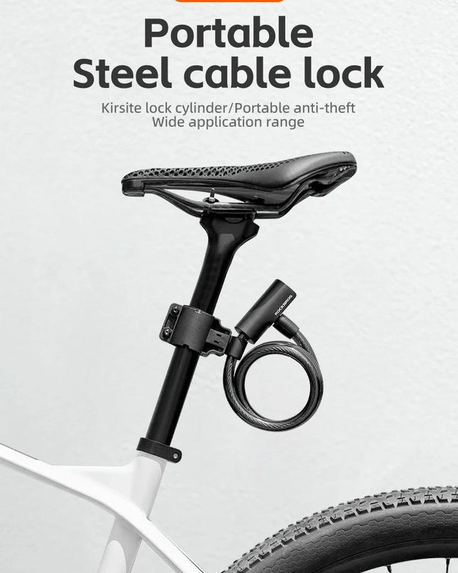 ROCKBROS Bicycle Lock Portable Anti-theft Zinc Alloy Multifunctional Cable Lock MTB Road Cycling Motorcycle Bike Accessories