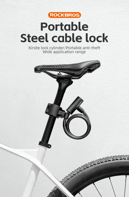 ROCKBROS Bicycle Lock Portable Anti-theft Zinc Alloy Multifunctional Cable Lock MTB Road Cycling Motorcycle Bike Accessories