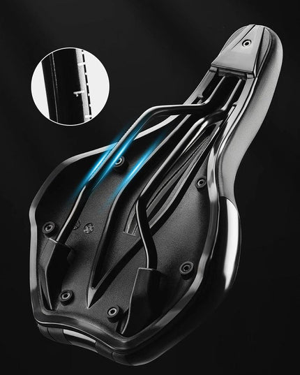 ROCKBROS Bicycle Saddle Hollow Breathable Shockproof Cycling Seat PU Non-Slip Leather Cushion Lightweight MTB Road Bike Saddle