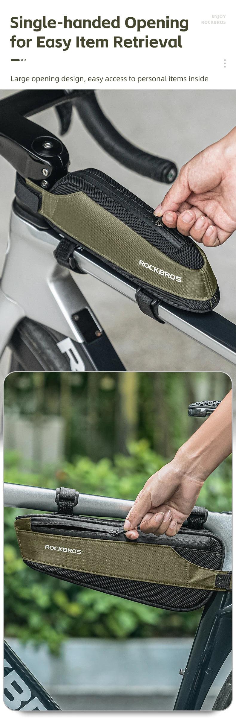 ROCKBROS Bicycle Bag Portable Cycling Top Tube Bag Nylon MTB Road Phone Tool Bag Reflective Ultralight Bicycle Pannier Pocket