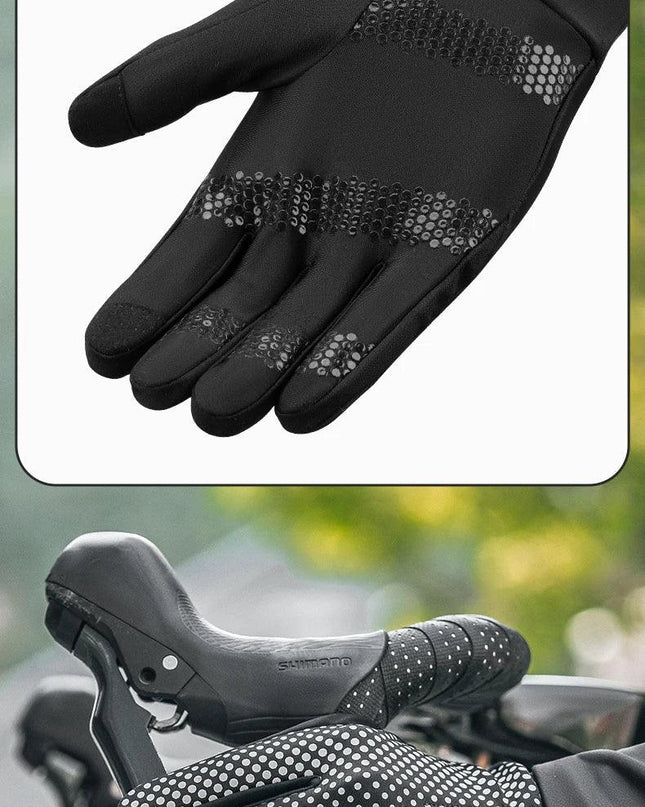 ROCKBROS Full Finger Gloves Sports Breathable Touch Screen Gloves MTB Road Bike Non-slip Gloves Cycling Lengthened Wrist Outdoor