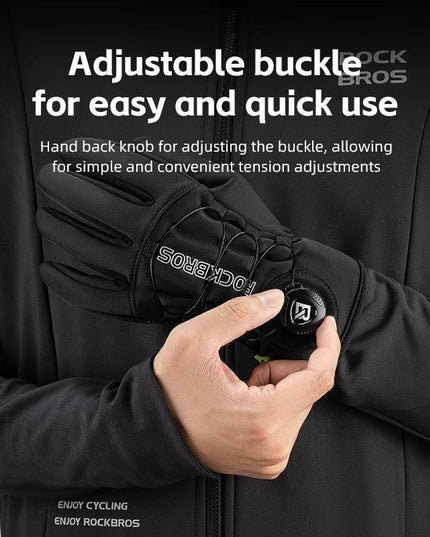 ROCKBROS Warm Bicycle Gloves Outdoor Touch Screen Winter Gloves Windproof Motorcycle Scooter Ski Anti-slip Thermal Bike Glove