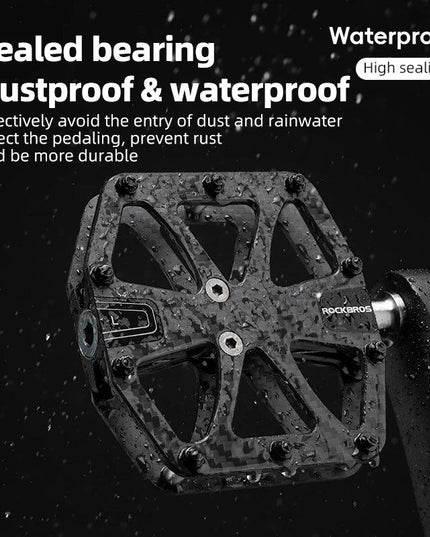 ROCKBROS Ultra-Light Carbon Fiber Pedals 3-Bearing MTB Bicycle Pedals Labor Saving Waterproof Anti-Slip Road Mountain Bike Pedal