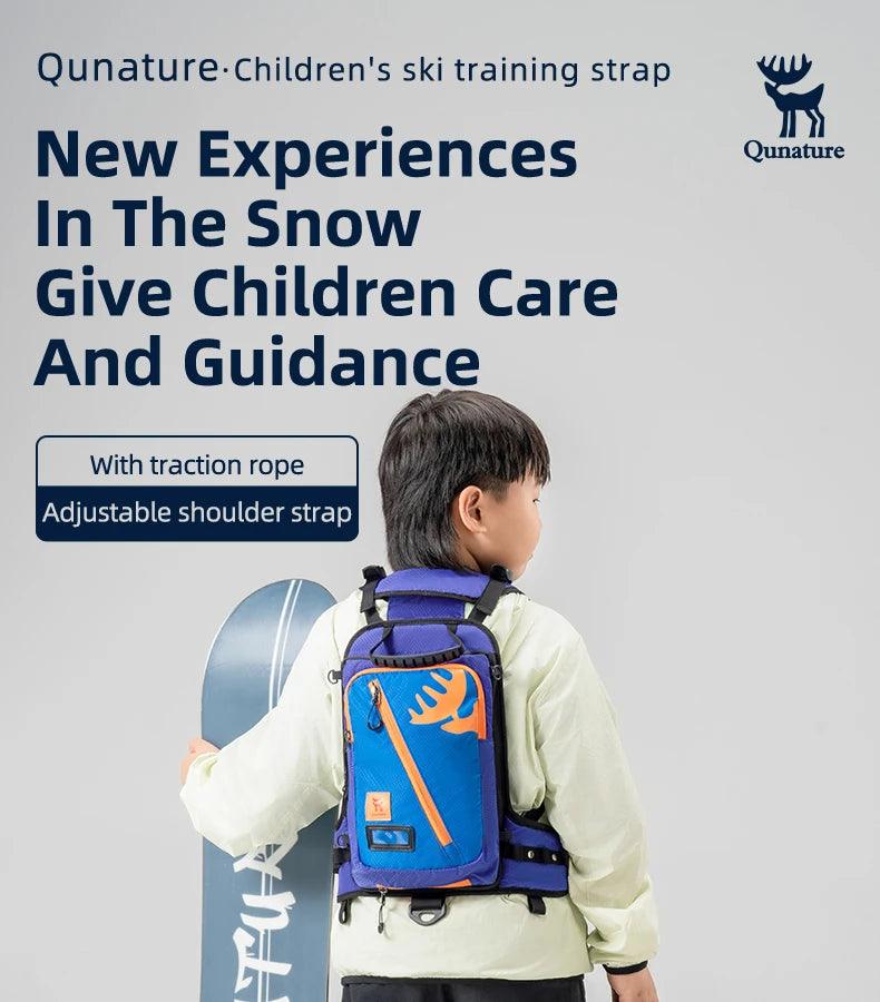 Qunature Ski Bag Children's Ski Training Strap Traction Protection Bag 7L Multi-Part Support Anti-Slip Anti-Falling Kid Ski Pack