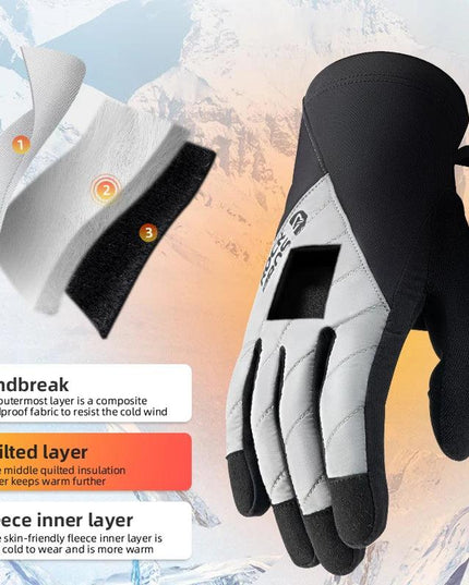 ROCKBROS Bicycle Gloves Breathable Non-slip Cycling Gloves Touch Screen Winter Thermal Warm Full Finger Glove Riding Gloves