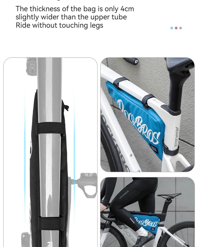 ROCKBROS Cycling Triangle Top Tube Bag Lightweight Bike Frame Pack for Tools and Accessories 1.9L large Capacity Triangle Bag