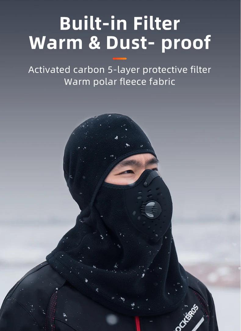 ROCKBROS Full Face Mask Warm Winter Scarf Balaclava Helmet Liner Fishing Skiing Hiking Bike Mask Windproof Breathable Headgear