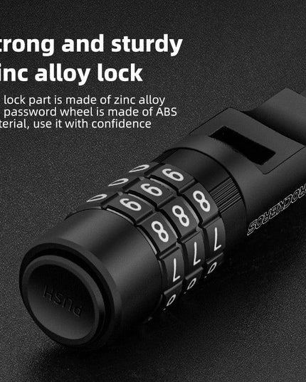 ROCKBROS Bicycle Lock 3 Digit Password Lock Anti-theft Portable Security Steel Chain Cycling Motorcycle Lock Bike Accessories