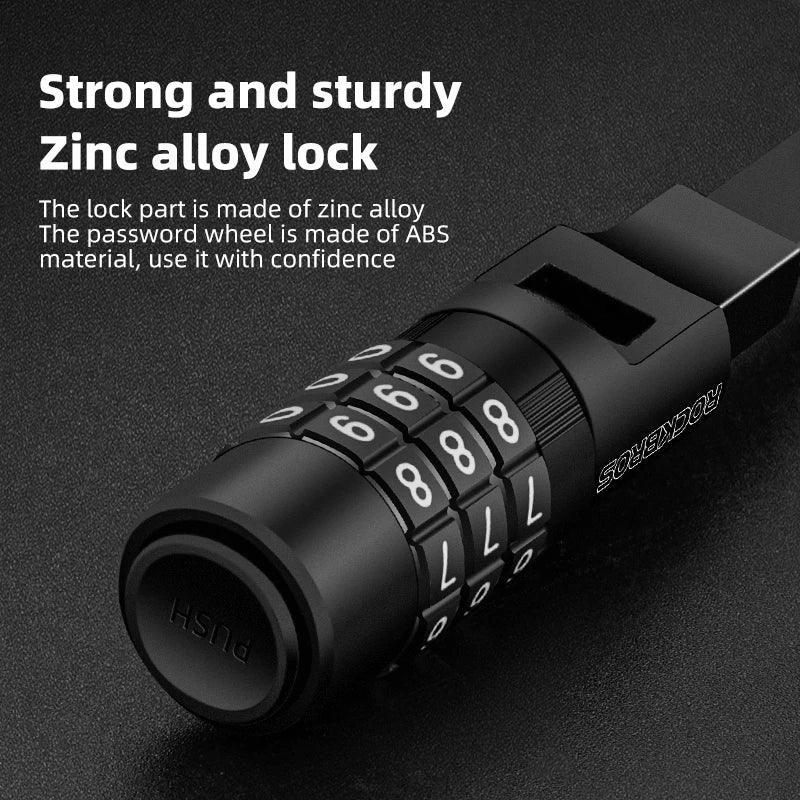 ROCKBROS Bicycle Lock 3 Digit Password Lock Anti-theft Portable Security Steel Chain Cycling Motorcycle Lock Bike Accessories