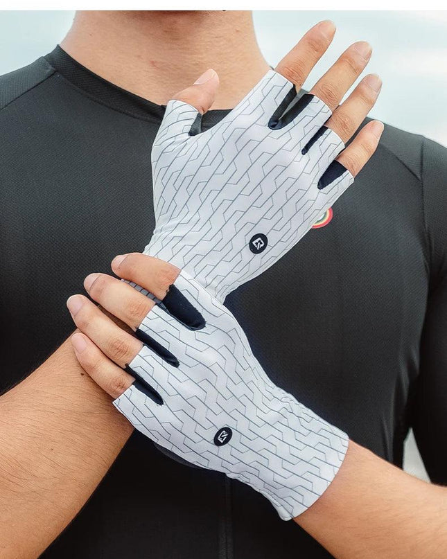 ROCKBROS Cycling Gloves Sunscreen Breathable MTB Road Bike Gloves Shock Absorption Non-slip Gloves Outdoor Thickened Palm Pad