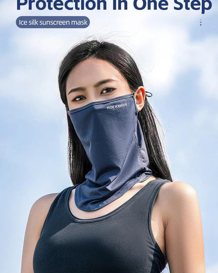 ROCKBROS Summer Ice Silk Mask Anti-UV Quick-drying Face Cover Sunscreen Bandana Breathable Neck Protection Hanging Ear Scarf