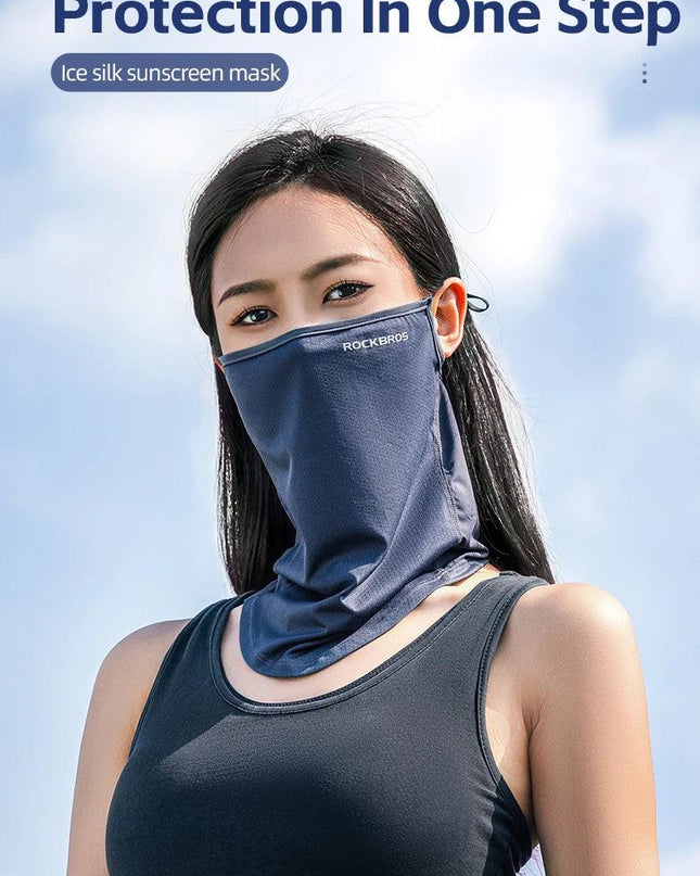ROCKBROS Summer Ice Silk Mask Anti-UV Quick-drying Face Cover Sunscreen Bandana Breathable Neck Protection Hanging Ear Scarf