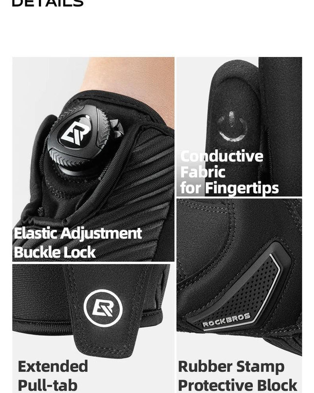 ROCKBROS Gloves Touch Screen Riding MTB Bike Bicycle Motorcycle Gloves SBR Palm Pad Fitness Climbing Thick Protective Glove