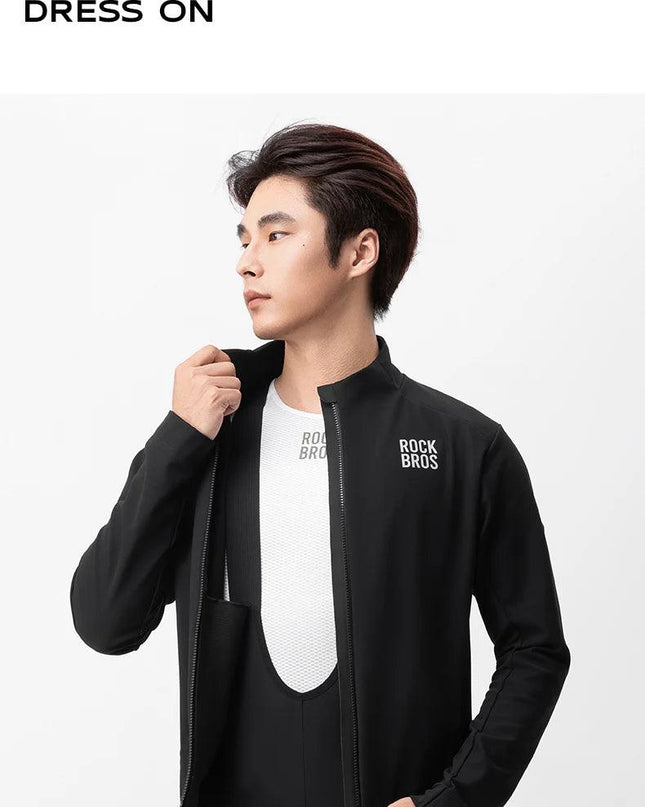 ROCKBROS Windproof Jacket Thermal Fleece Bike Jersey Autumn Winter Outdoor Sport Jacket Coat 0-15°with Italian warm fabric