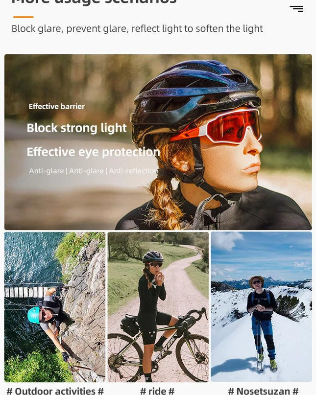 ROCKBROS Bike Photochromic Glasses Sports Sunglasses Men Women UV400 Anti-ultraviolet Goggles Cycling Fishing Outdoor Eyewear