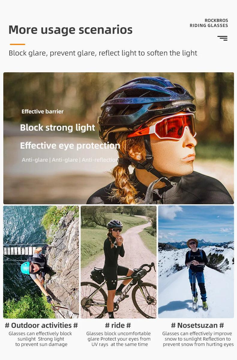 ROCKBROS Bike Photochromic Glasses Sports Sunglasses Men Women UV400 Anti-ultraviolet Goggles Cycling Fishing Outdoor Eyewear