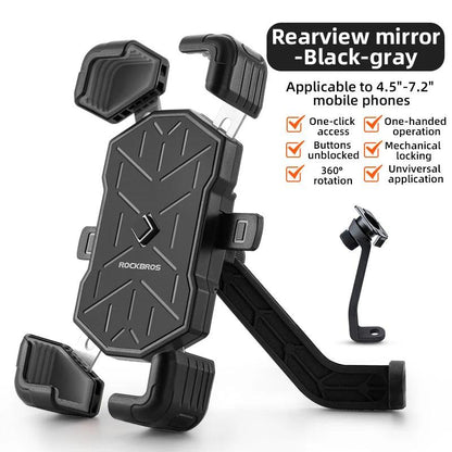 ROCKBROS Bike Phone Holder 360° View Universal Bicycle Phone Holder 4.5-7.2inch Mobile Phone Stand Shockproof Motorcycle Bracket