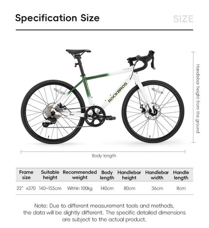 ROCKBROS Road Bike Student Teenager 22 inch Aluminum Frame Bike 10 Speed Disc Brake Bicycle Lightweight City Bike