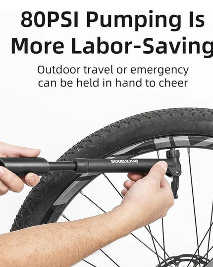 ROCKBROS Bike Pump 80PSI Schrader Presta Valve Bicyle Pump MTB Road Mini Portable Air Inflator nylon Cycling Pump Accessories